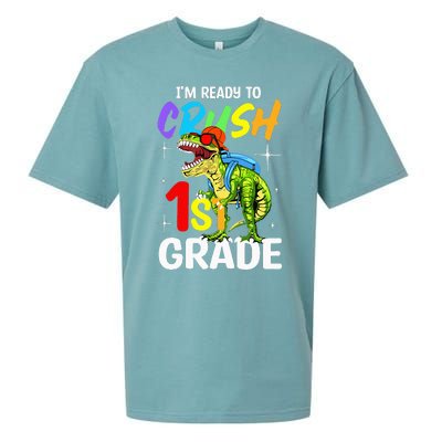 Student Back to School I'm Ready to Crush 1st Grade Dinosaur Sueded Cloud Jersey T-Shirt