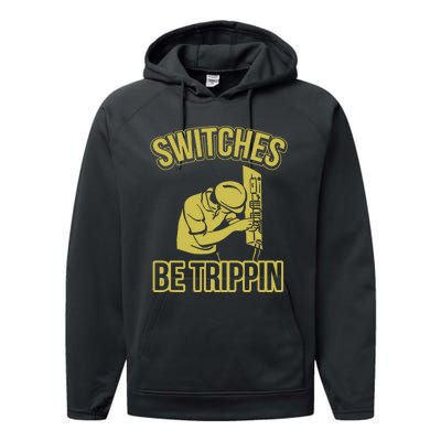 Switches Be Trippin Funny Master Electrician Fuse Box Performance Fleece Hoodie