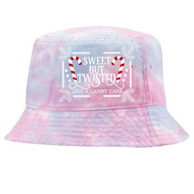 Sweet But Twisted Like A Candy Cane Funny Christmas Outfits Gift Tie-Dyed Bucket Hat