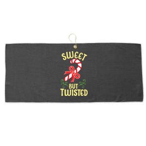 Sweet But Twisted Cute Christmas Candy Cane Holiday Graphic Funny Gift Large Microfiber Waffle Golf Towel