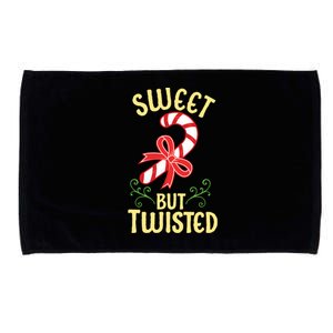 Sweet But Twisted Cute Christmas Candy Cane Holiday Graphic Funny Gift Microfiber Hand Towel