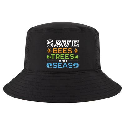Save Bees Trees And Seas Earth Day Environmentalist Ocean Cool Comfort Performance Bucket Hat