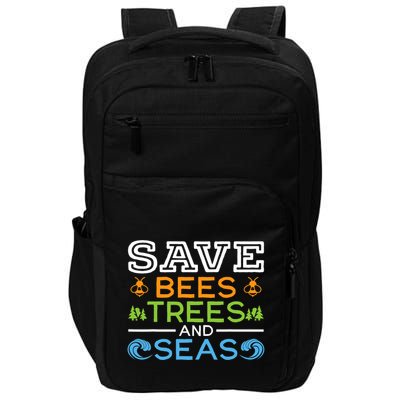 Save Bees Trees And Seas Earth Day Environmentalist Ocean Impact Tech Backpack