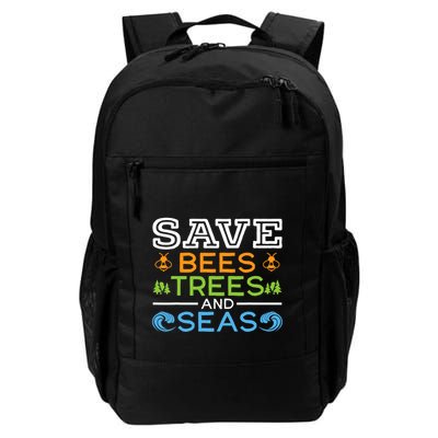 Save Bees Trees And Seas Earth Day Environmentalist Ocean Backpack