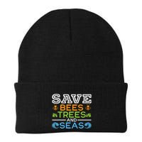 Save Bees Trees And Seas Earth Day Environmentalist Ocean Beanie
