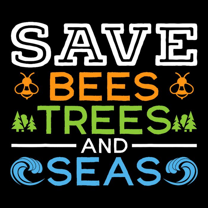 Save Bees Trees And Seas Earth Day Environmentalist Ocean Drawstring Bag