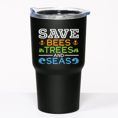 Save Bees Trees And Seas Earth Day Environmentalist Ocean Tumbler