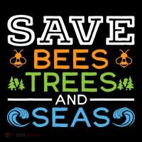 Save Bees Trees And Seas Earth Day Environmentalist Ocean Poster