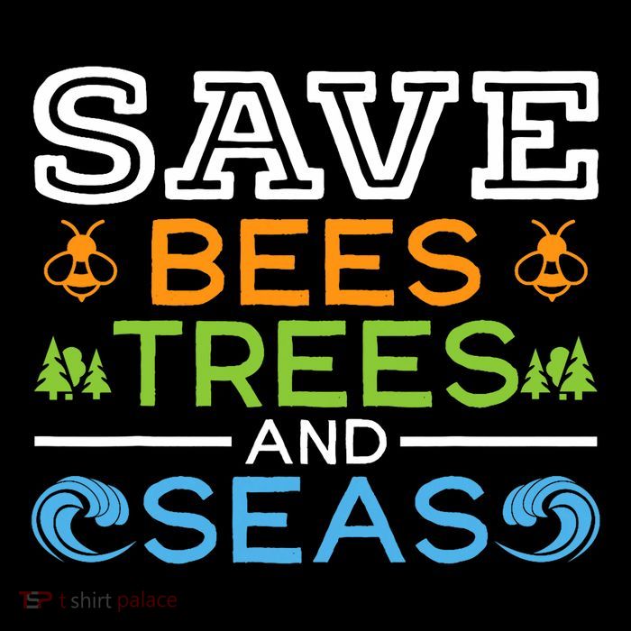 Save Bees Trees And Seas Earth Day Environmentalist Ocean Sustainable Knit Beanie