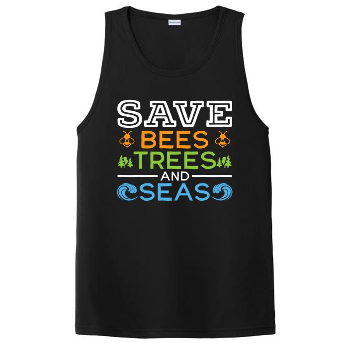 Save Bees Trees And Seas Earth Day Environmentalist Ocean PosiCharge Competitor Tank