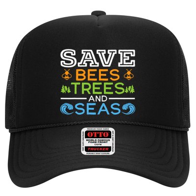 Save Bees Trees And Seas Earth Day Environmentalist Ocean Trucker Hat