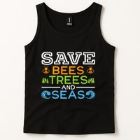 Save Bees Trees And Seas Earth Day Environmentalist Ocean Tank Top