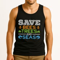 Save Bees Trees And Seas Earth Day Environmentalist Ocean Tank Top