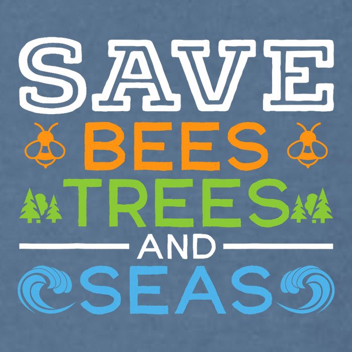 Save Bees Trees And Seas Earth Day Environmentalist Ocean Garment-Dyed Sweatshirt