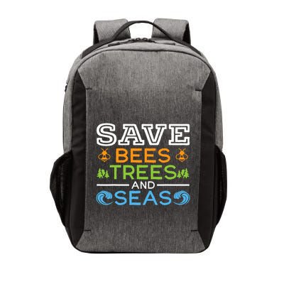 Save Bees Trees And Seas Earth Day Environmentalist Ocean Vector Backpack