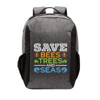 Save Bees Trees And Seas Earth Day Environmentalist Ocean Vector Backpack