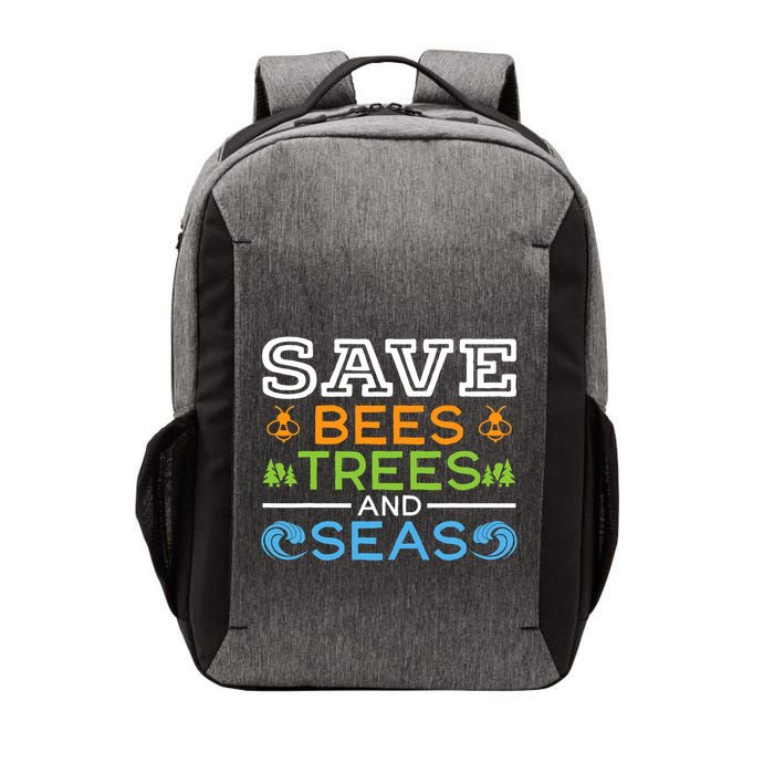 Save Bees Trees And Seas Earth Day Environmentalist Ocean Vector Backpack