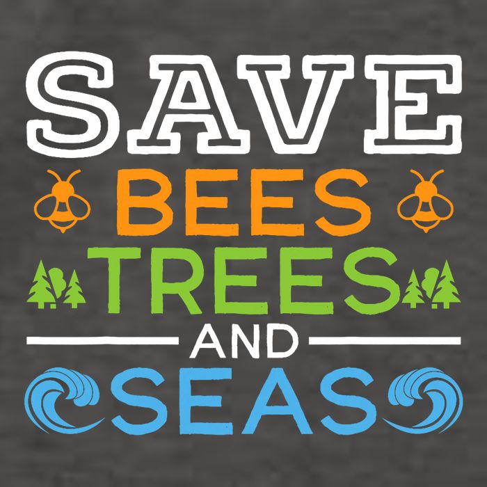 Save Bees Trees And Seas Earth Day Environmentalist Ocean Vector Backpack