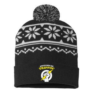 Switches Be Trippin Electrician Switches Be Trippin USA-Made Snowflake Beanie