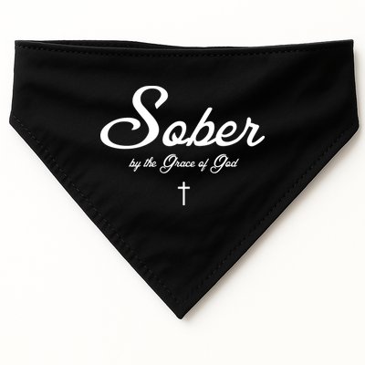 Sober By The Grace Of God Recovery Funny Christian USA-Made Doggie Bandana