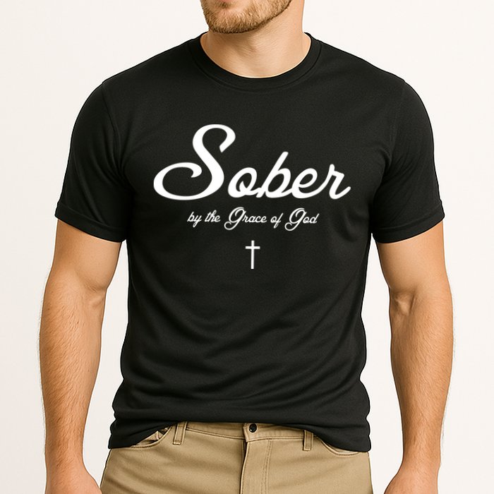 Sober By The Grace Of God Recovery Funny Christian Performance Shirt