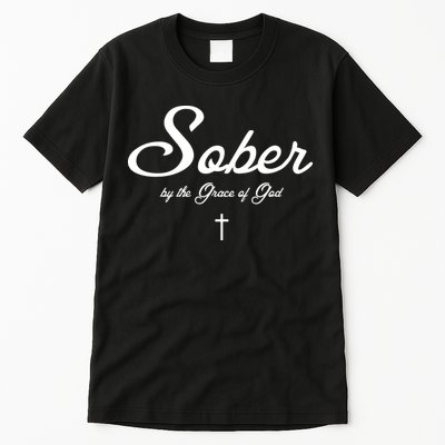 Sober By The Grace Of God Recovery Funny Christian Tall T-Shirt
