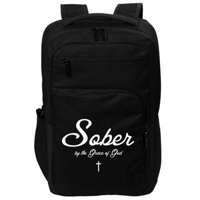 Sober By The Grace Of God Recovery Funny Christian Impact Tech Backpack