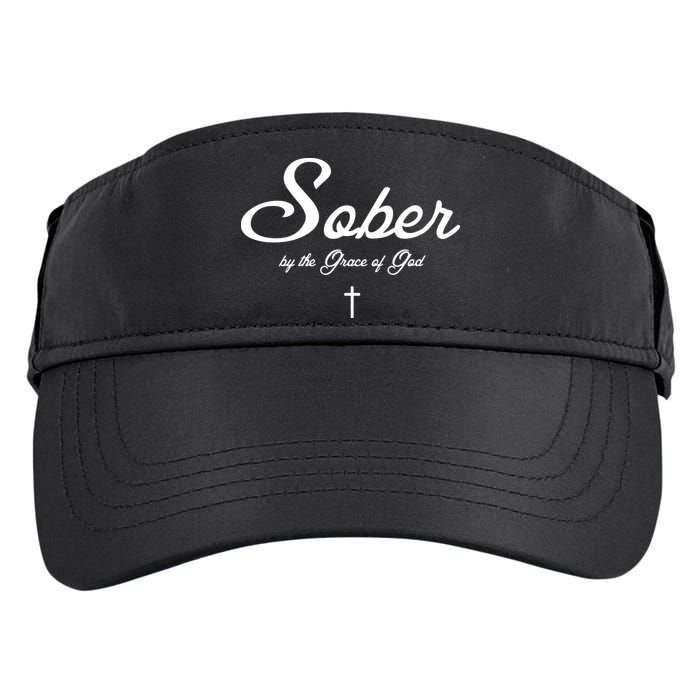 Sober By The Grace Of God Recovery Funny Christian Adult Drive Performance Visor