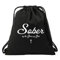 Sober By The Grace Of God Recovery Funny Christian Drawstring Bag