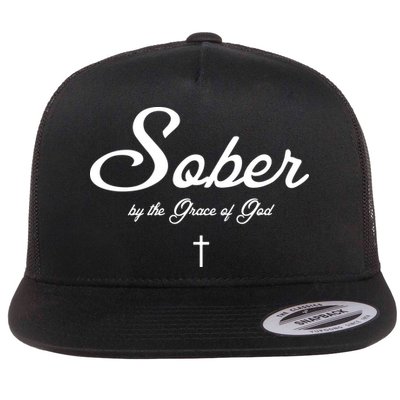 Sober By The Grace Of God Recovery Funny Christian Flatbill Hat