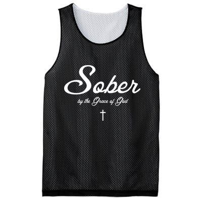 Sober By The Grace Of God Recovery Funny Christian Mesh Reversible Basketball Jersey Tank