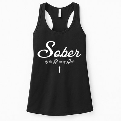 Sober By The Grace Of God Recovery Funny Christian Womens Tank Top