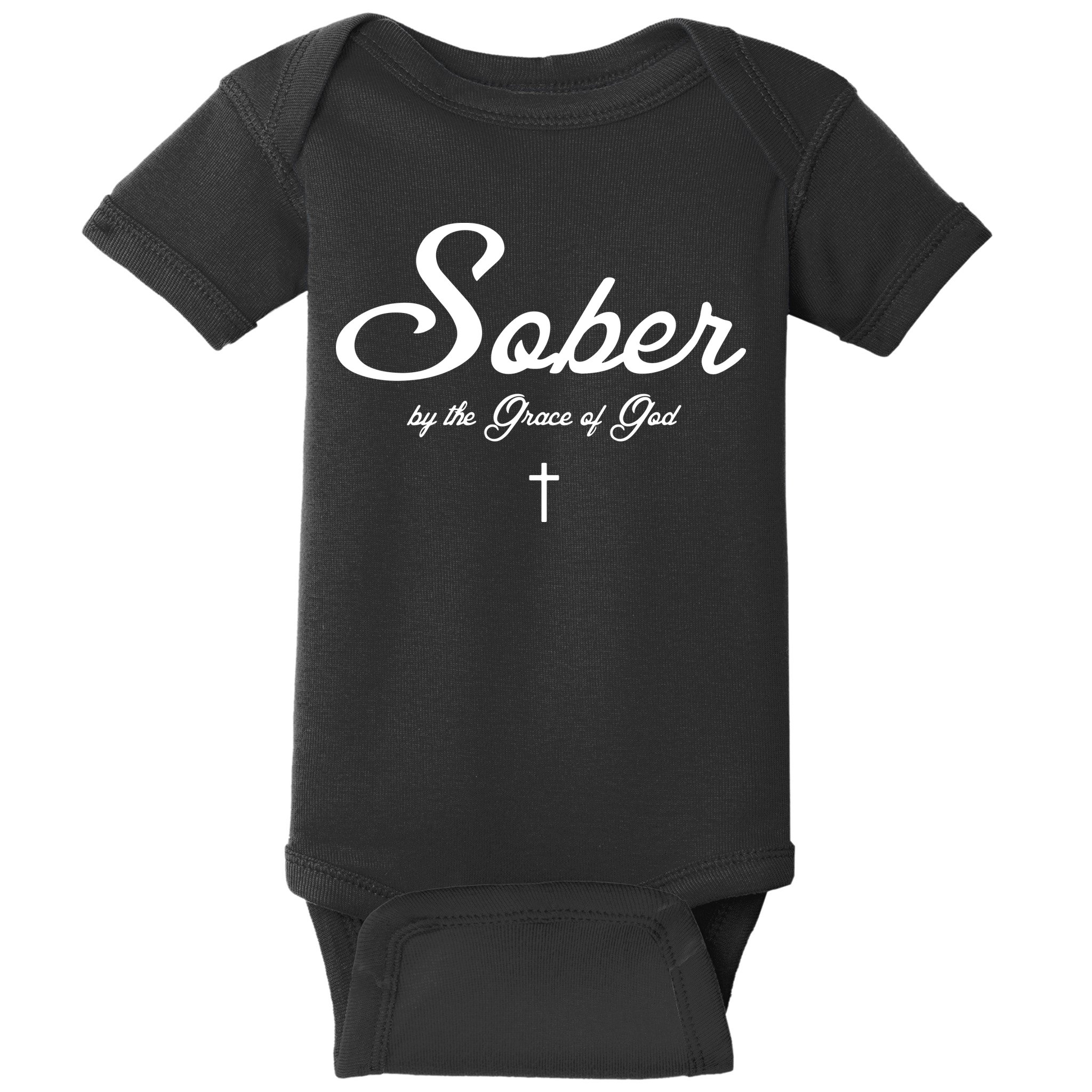 Sober By The Grace Of God Recovery Funny Christian Baby Bodysuit