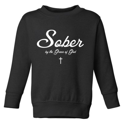 Sober By The Grace Of God Recovery Funny Christian Toddler Sweatshirt