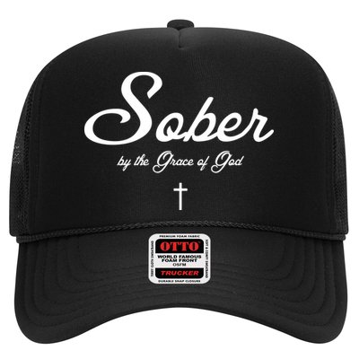 Sober By The Grace Of God Recovery Funny Christian Trucker Hat