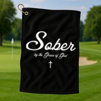 Sober By The Grace Of God Recovery Funny Christian Golf Towel