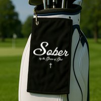 Sober By The Grace Of God Recovery Funny Christian Golf Towel
