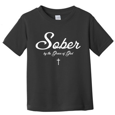Sober By The Grace Of God Recovery Funny Christian Toddler T-Shirt