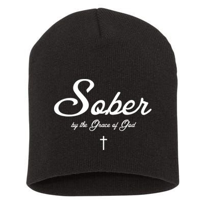 Sober By The Grace Of God Recovery Funny Christian Short Acrylic Beanie