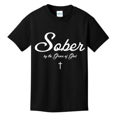 Sober By The Grace Of God Recovery Funny Christian Kids T-Shirt