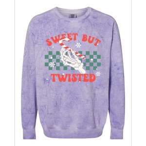 Sweet But Twisted Skeleton Hand Groovy Retro Christmas Xmas Gift Colorblast Crewneck Sweatshirt