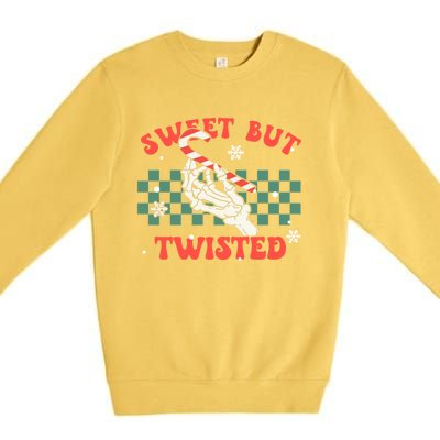 Sweet But Twisted Skeleton Hand Groovy Retro Christmas Xmas Gift Premium Crewneck Sweatshirt