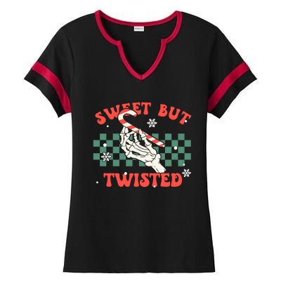 Sweet But Twisted Skeleton Hand Groovy Retro Christmas Xmas Gift Ladies Halftime Notch Neck Tee