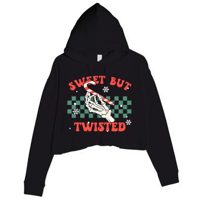 Sweet But Twisted Skeleton Hand Groovy Retro Christmas Xmas Gift Crop Fleece Hoodie