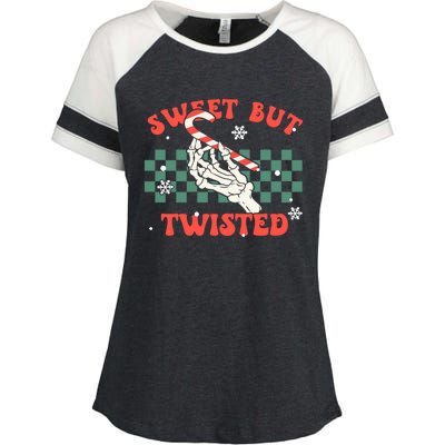 Sweet But Twisted Skeleton Hand Groovy Retro Christmas Xmas Gift Enza Ladies Jersey Colorblock Tee