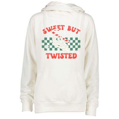 Sweet But Twisted Skeleton Hand Groovy Retro Christmas Xmas Gift Womens Funnel Neck Pullover Hood