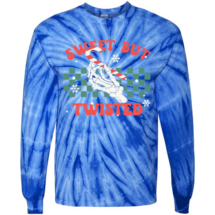 Sweet But Twisted Skeleton Hand Groovy Retro Christmas Xmas Gift Tie-Dye Long Sleeve Shirt