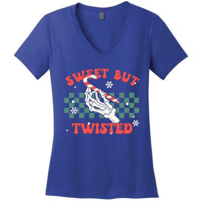 Sweet But Twisted Skeleton Hand Groovy Retro Christmas Xmas Gift Women's V-Neck T-Shirt