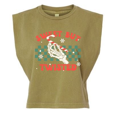 Sweet But Twisted Skeleton Hand Groovy Retro Christmas Xmas Gift Garment-Dyed Women's Muscle Tee