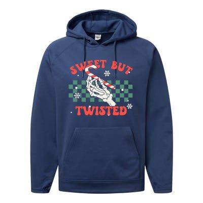 Sweet But Twisted Skeleton Hand Groovy Retro Christmas Xmas Gift Performance Fleece Hoodie